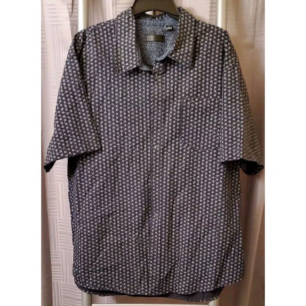 Steve's Jeans Mens Black Collared Short Sleeve Floral Button Up Shirt Size 3X - Picture 1 of 7